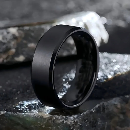 The Signet Line — Matte Black Band Ring