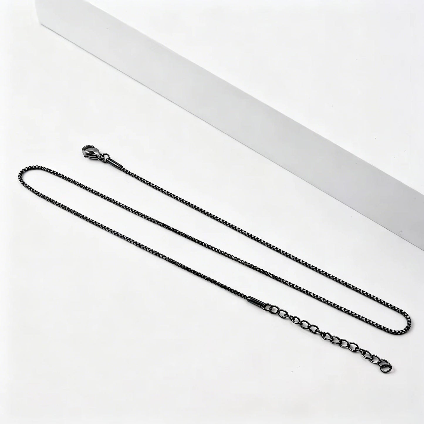 The Foundation Chain — Matte Black Box Necklace