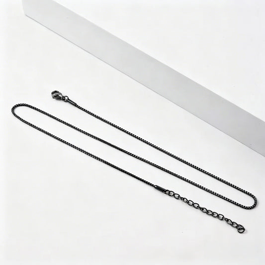 The Foundation Chain — Matte Black Box Necklace